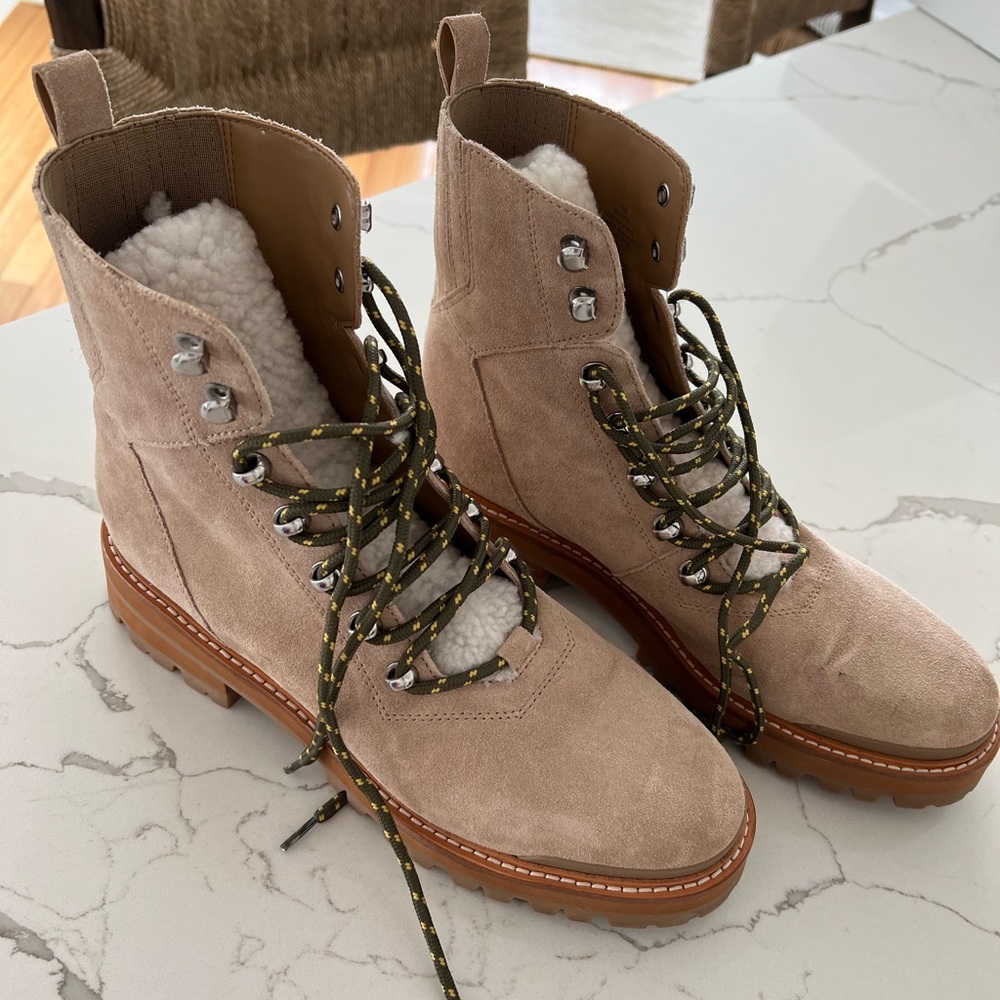 Marc Fisher Izzie Genuine Shearling Lace-Up Boot